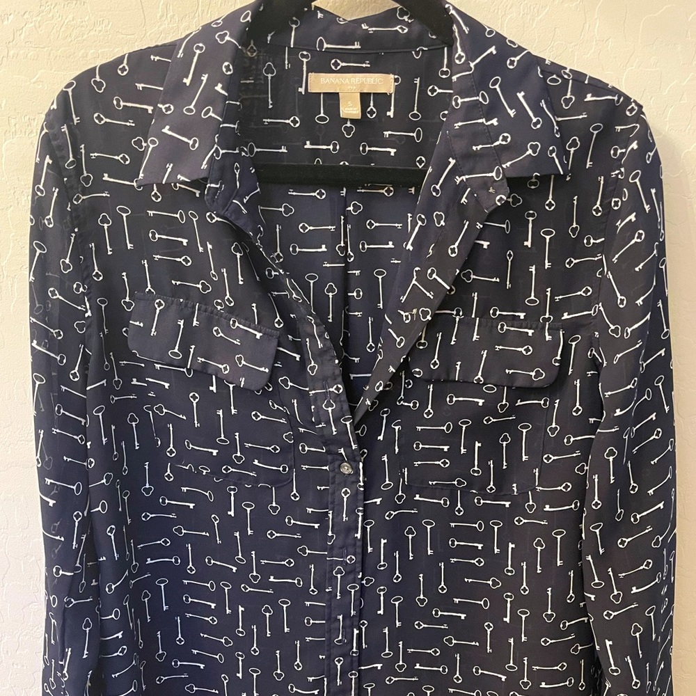 Navy button down